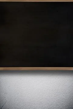 Flat design illustration is showing blank chalkboard with wood trim mounted on Stock Illustration