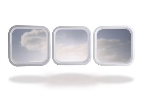 Flat design illustration is showing three rounded-square frames floating with Stock Illustration