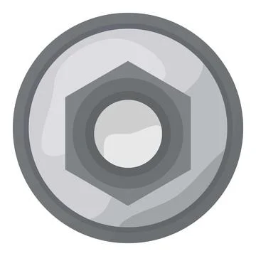 Flat design illustration of a silver hex nut, isolated on white background Stock Illustration