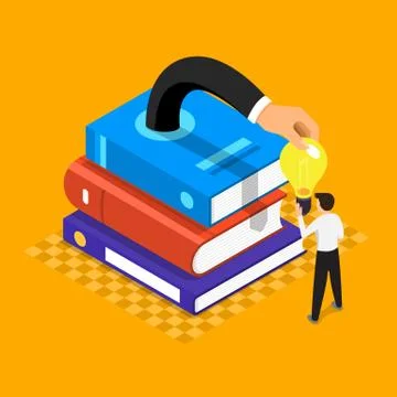 Flat design illustrations concept book is knowledge and big idea for people. Stock Illustration