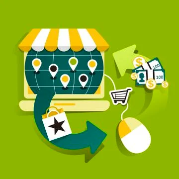 Flat design illustraton concept of online shop Stock Illustration