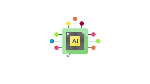 A flat design image depicting diverse people engaging with artificial intel.. Stock Footage 332199125