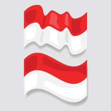 Flat design indonesia wave flags with shadow collection Stock Illustration