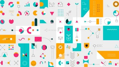 Flat design infographic elements and icons on white background with data vi.. Stock Illustration