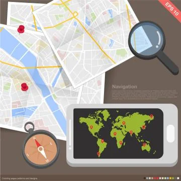 Flat design - infographics mobile application navigation concept Stock Illustration