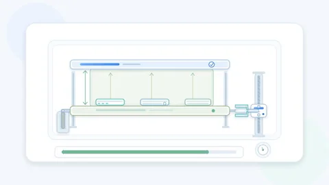 Flat design interface of automated industrial production stages Stock Footage 347600583