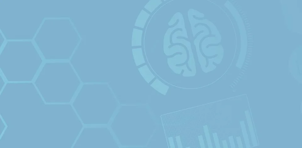 Flat design interface is displaying circular brain icon over translucent hexagon Illustrazione stock