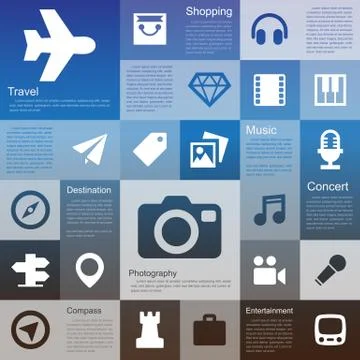 Flat design interface icon set 库存插图