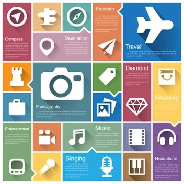 Flat design interface icon set イラスト素材