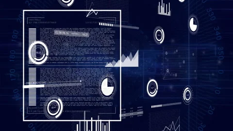Flat design interface showing dark blue dashboard featuring floating code Stock Footage 309112179