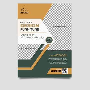 Flat design interior flyer template Stock Illustration