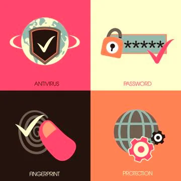 Flat design for internet security concepts Stock Illustration