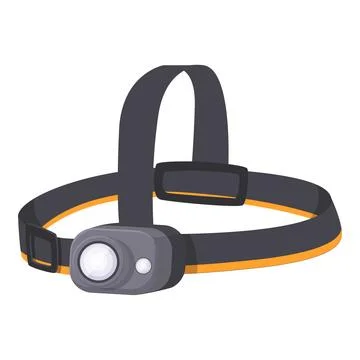 Flat design, isolated image of a headlamp with an adjustable strap, suitable for Stock Illustration