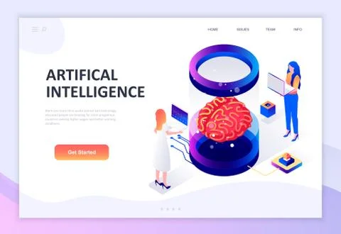 Flat design isometric Artificial Intelligence 스톡 일러스트