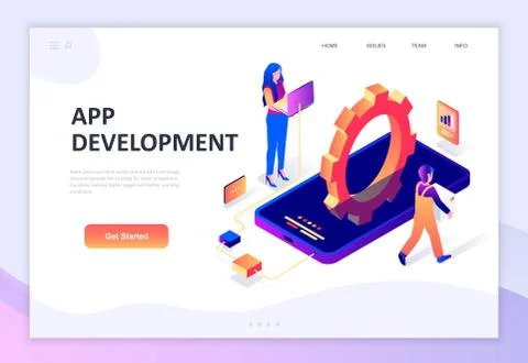 Flat design isometric concept of App Development Stock Illustration