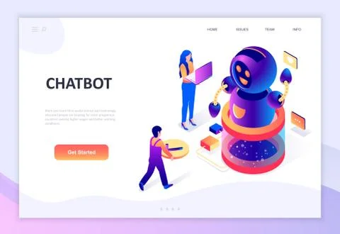 Flat design isometric concept of Chat Bot Stock Illustration