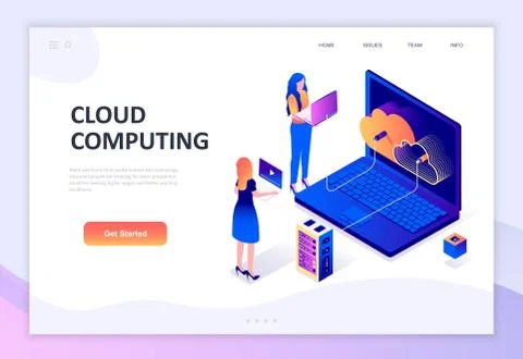 Flat design isometric concept of Cloud Technology Stock Illustration