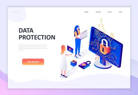 Flat design isometric concept of Data Protection Stock Illustration