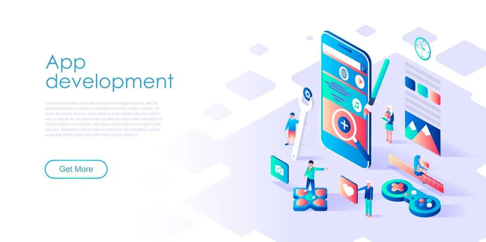 Flat design isometric concept Development Illustrazione stock