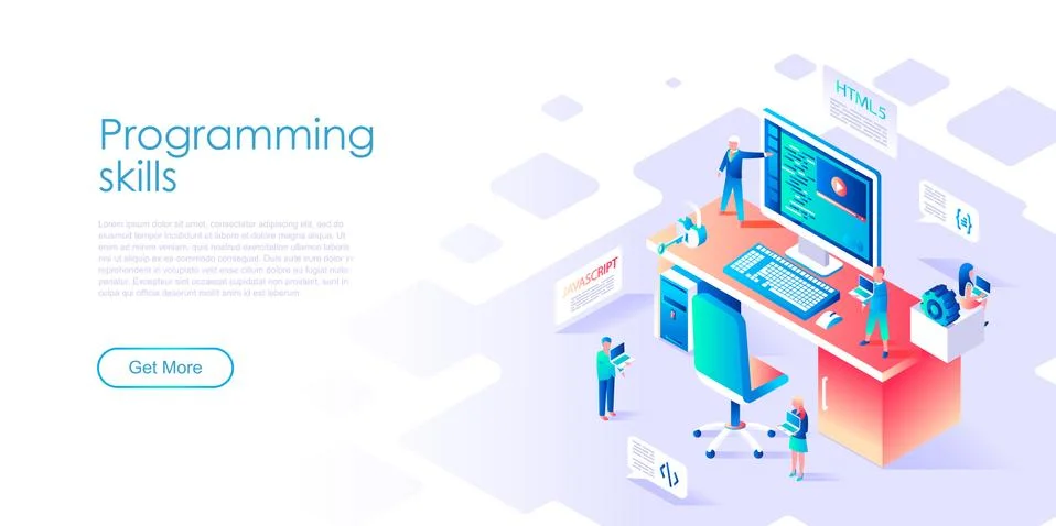 Flat design isometric concept of Programming 스톡 일러스트