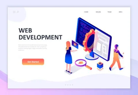 Flat design isometric concept of Web Development イラスト素材