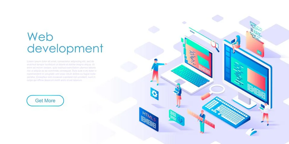 Flat design isometric concept of Web Development Stock Illustration