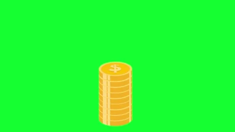 Flat design isometric gold coins forming a single stack on green screen bac.. Stock Footage 340630419