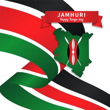 Flat design jamhuri day with kenya map Stock Illustration