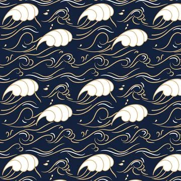 Flat design japanese wave pattern design Illustrazione stock