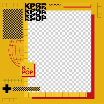 Flat design K-Pop promo template is showing gray placeholder, KPOP text, Stock Illustration