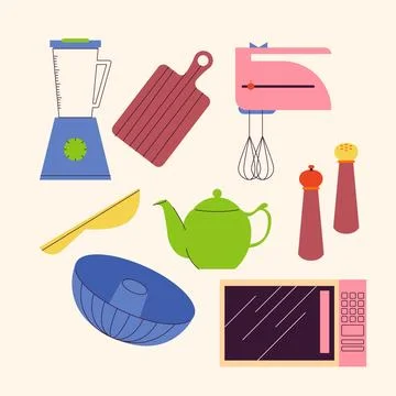 Flat design kitchen elements Stock Illustration