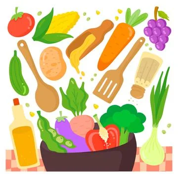 Flat design kitchen elements Stock Illustration