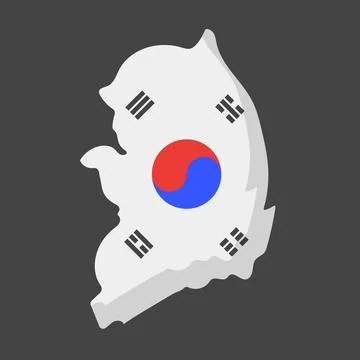Flat design korean flag design korean map icon. Vector. Stock Illustration