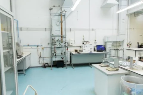 Flat design lab illustration is featuring tall metal pipe gauge assembly above 스톡 사진