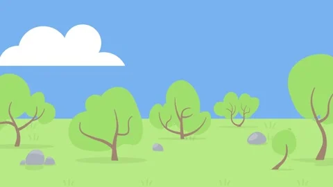 Flat design landscape with trees and clouds nature Stock Footage 340471591