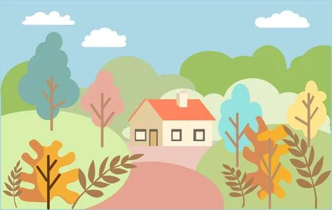 Flat Design Landscape Vector Illustration Stock Illustration