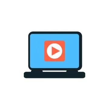 Flat Design Laptop Icon. Vector Illustration Stock Illustration