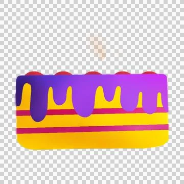 Flat design layered cake is dripping purple icing on transparent background with Stock Illustration