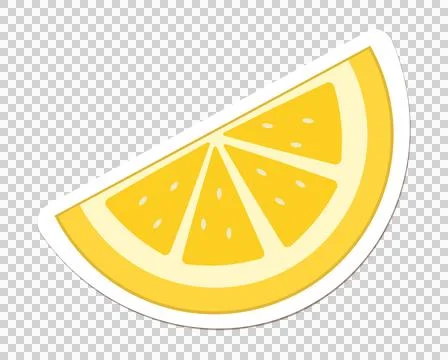 Flat design lemon wedge is being shown with segmented pulp and seeds on Illustrazione stock