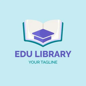 Flat design library logo template Stock Illustration