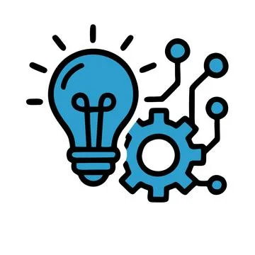 Flat Design Light Bulb Gear Innovative Idea Process Technology Icon Stockillustratie