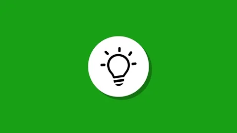 Flat design light bulb icon animation appearing on white circle over green .. Stock Footage 327762819