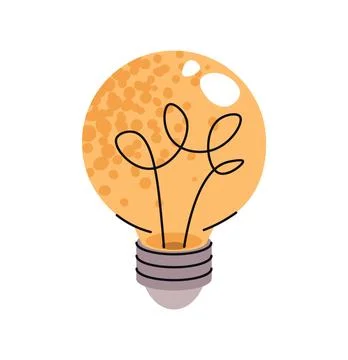 Flat Design Light Bulb Illustration on White Background. Idea and Creativity Stock Illustration
