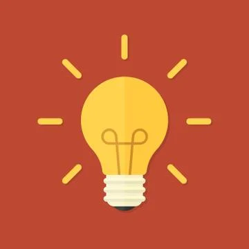 Flat design light bulb whit shine Stock Illustration