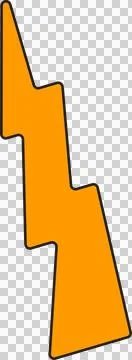 Flat design lightning bolt is showing on transparent backdrop with black outline 스톡 일러스트