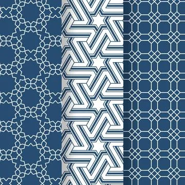 Flat design linear arabic pattern collection Illustrazione stock