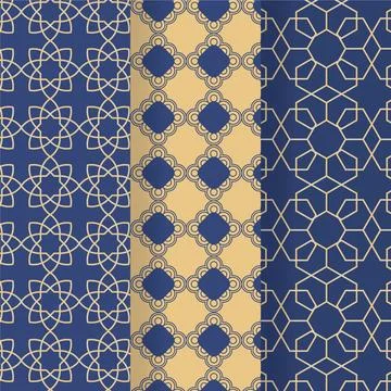 Flat design linear arabic pattern collection 스톡 일러스트