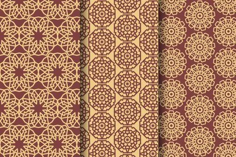 Flat design linear arabic pattern collection Illustrazione stock