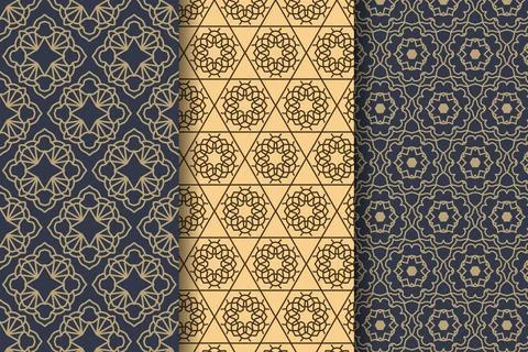 Flat design linear arabic pattern collection Illustrazione stock