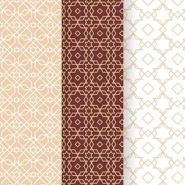 Flat design linear arabic pattern collection Stockillustratie